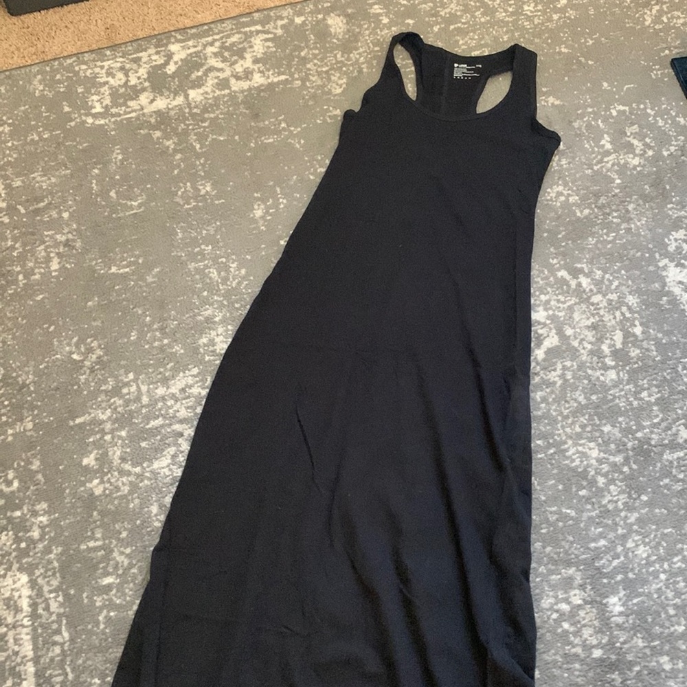 100% cotton, racer-back, black maxi dress